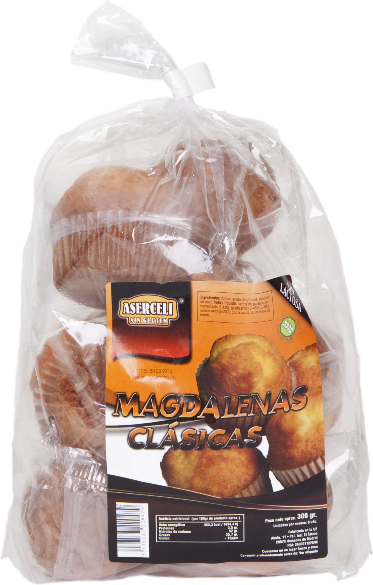Aserceli Magdalena Clasica 300gr Sin Gluten Aserceli Magdalena Clasica 300gr Sin Gluten