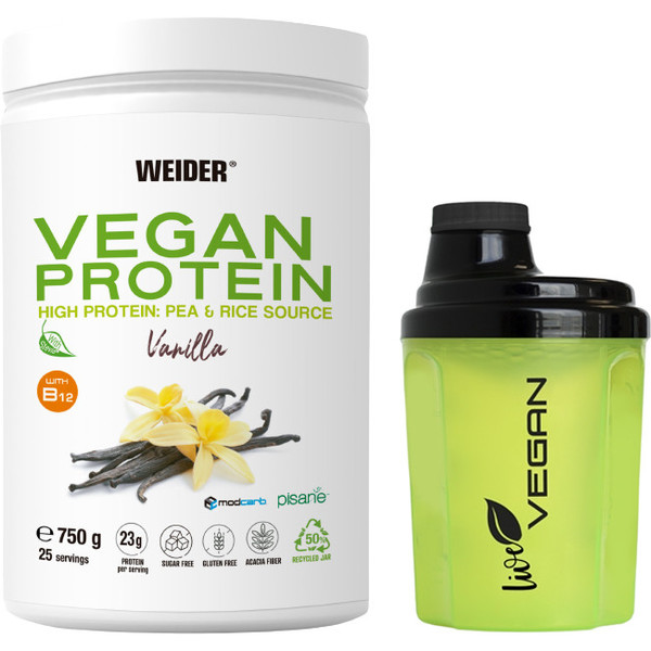 Confezione REGALO Weider Vegan Protein 750 Gr - Formula migliorata +  NutProtein Crunchy Choco Vegan Spread 250 gr - BULEVIP