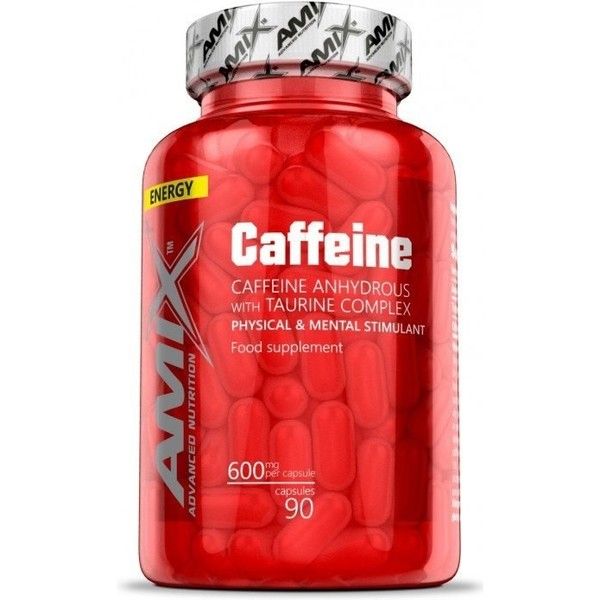 Amix Cafeína 200 Miligramas + Taurina 90 Cápsulas - Melhora a Resistência - Suplemento Alimentar Com Cafeína