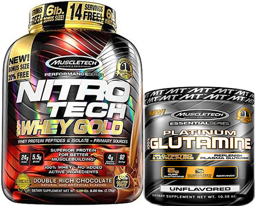 Pack Muscletech Nitro Tech Whey Gold 2,51 kg + Platinum 100% Glutamina 100 gr Pack Muscletech Nitro Tech Whey Gold 2,51 kg + Platinum 100% Glutamina 100 gr