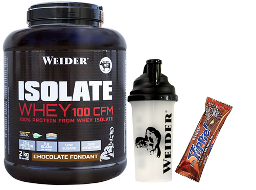 Pack Weider Isolate Whey 100 CFM 2 kg + Shaker Mezclador Negro 550 ml Pack Weider Isolate Whey 100 CFM 2 kg + Shaker Mezclador Negro 550 ml
