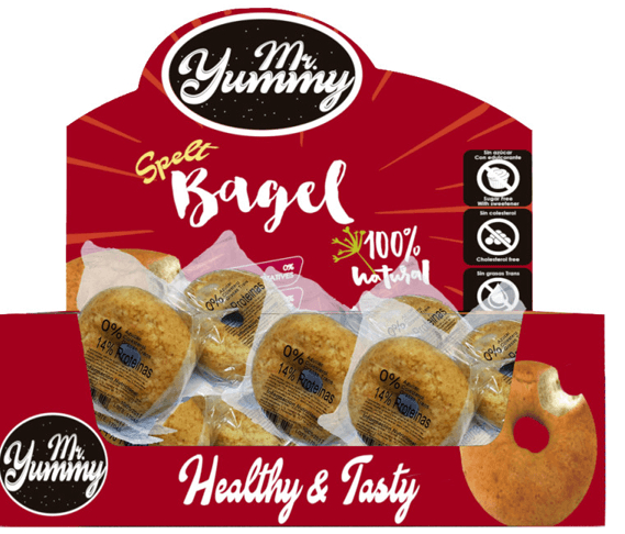 Mr. Yummy Bagel Rosquilla con Spelt - Espelta 21 rosquillas x 60 gr Mr. Yummy Bagel Rosquilla con Spelt - Espelta 21 rosquillas x 60 gr