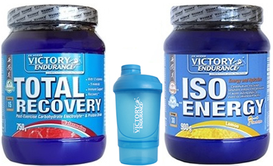 Pack Victory Endurance Total Recovery 750 gr + Iso Energy (Isotonico) 900 gr + Shaker Mezclador Azul - 500 ml Pack Victory Endurance Total Recovery 750 gr + Iso Energy (Isotonico) 900 gr + Shaker Mezclador Azul - 500 ml