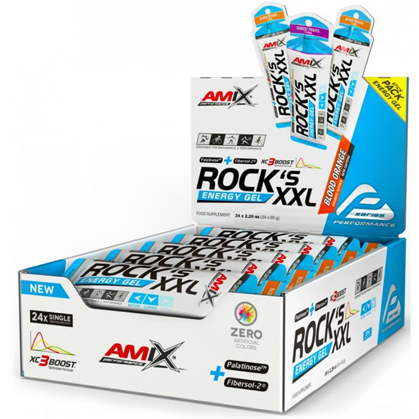 Amix Performance Energy Gel Rock´s! XXL con Cafeína - 24 geles x 65 gr
