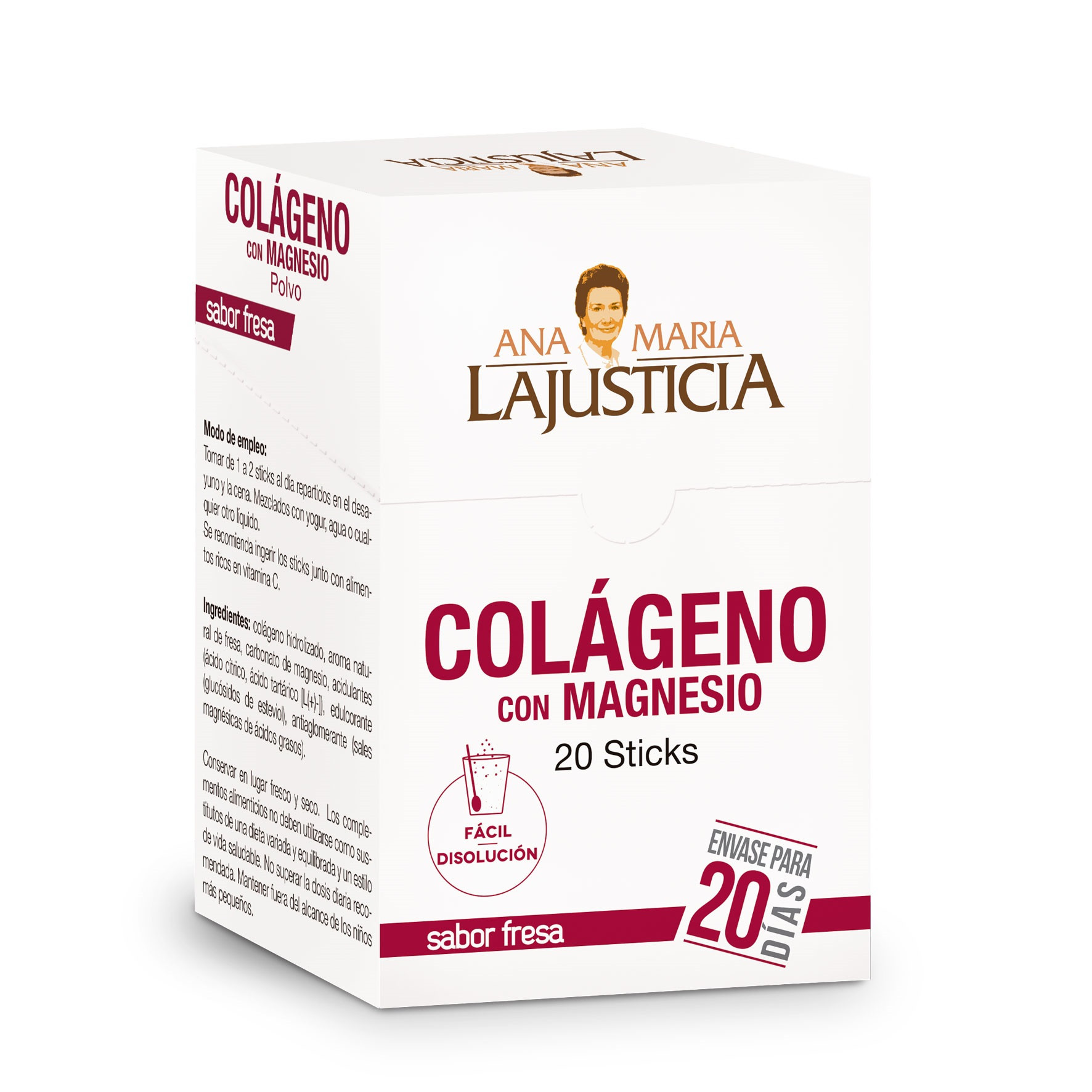 Ana Maria Lajusticia Colageno Con Magnesio Sabor Fresa 20 Sticks Ana Maria Lajusticia Colageno Con Magnesio Sabor Fresa 20 Sticks