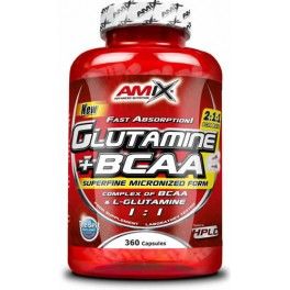 Amix Glutamina + Bcaa + 360 Cápsulas - Aminoácidos Recuperador Muscular, Ideal para Deportistas