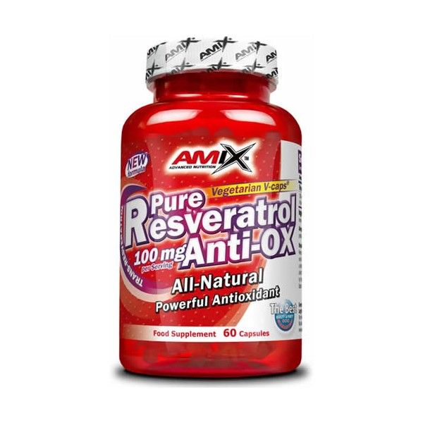 Amix Pure Resveratrol Anti-Ox 60 cápsulas x 50 mg - Grande Efeito Antioxidante / Cápsulas Vegetarianas V-Caps