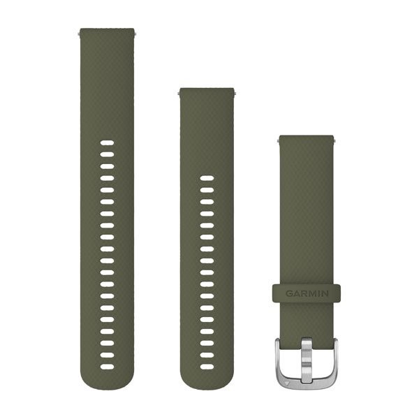 Garmin Correa De Desmontaje Rápido - Silicona Verde Musgo Con Hebilla Plateada