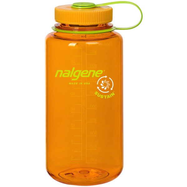 Nalgene Botellas De Boca Ancha Sustain Verde/tapón Verde-naranja 1 L